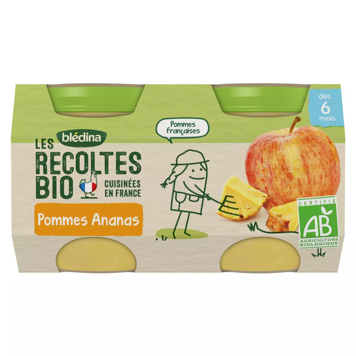 Bledina Organic Apple Pineapple 2x130g from 6 months
