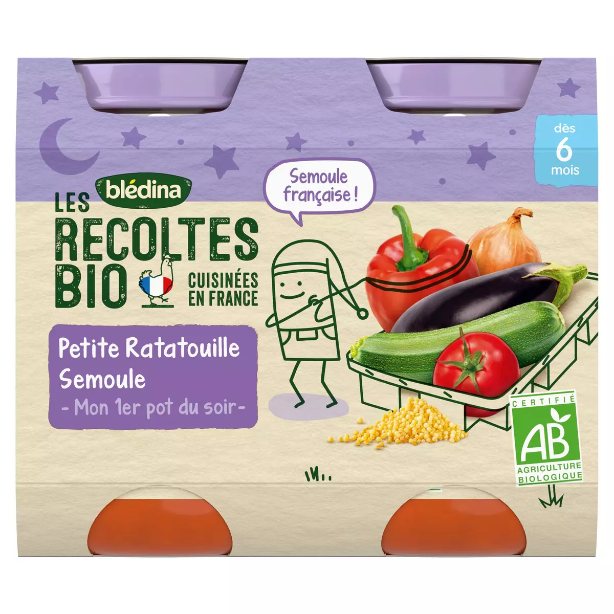 Bledina Organic Ratatouille & Semolina from 6 months 2x200g