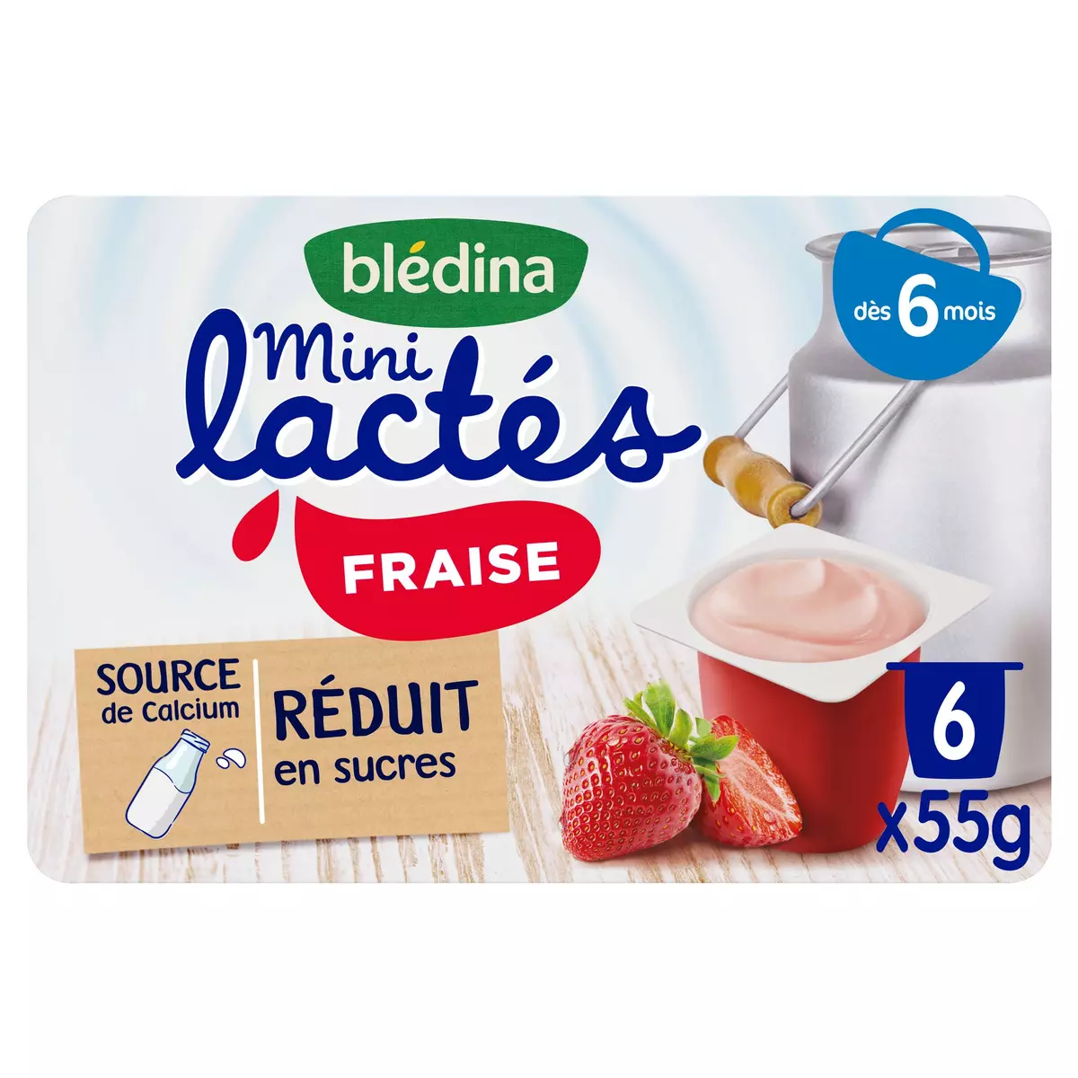 Bledina Mini Lactes Strawberry yogurts 6x55g from 6 months