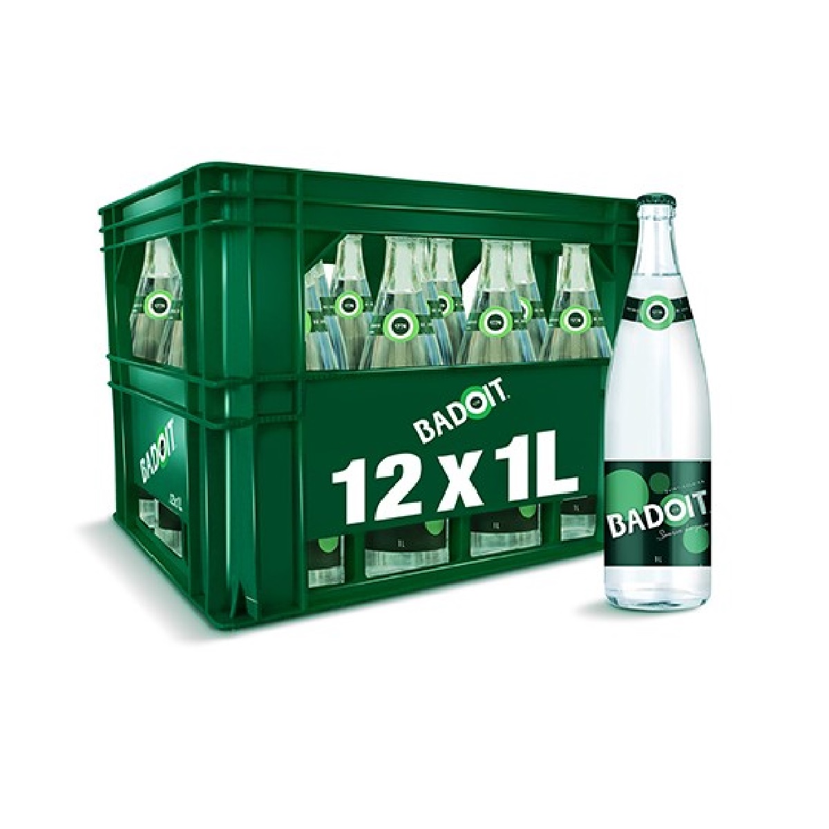 Badoit sparkling mineral water glass bottle 12x1L