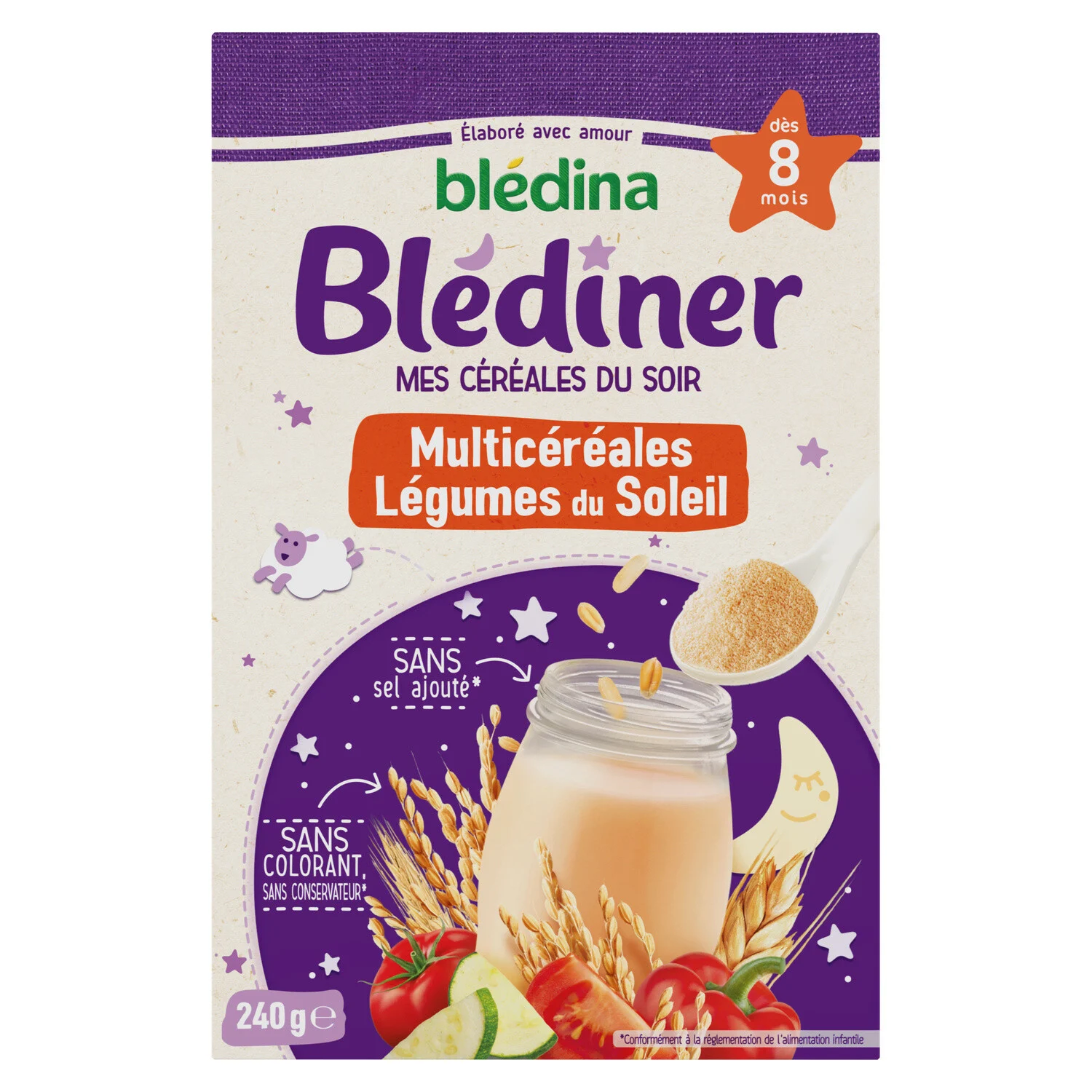 Bledina Blediner Multi-cereals & Sunshine Vegetable from 8 months 240g