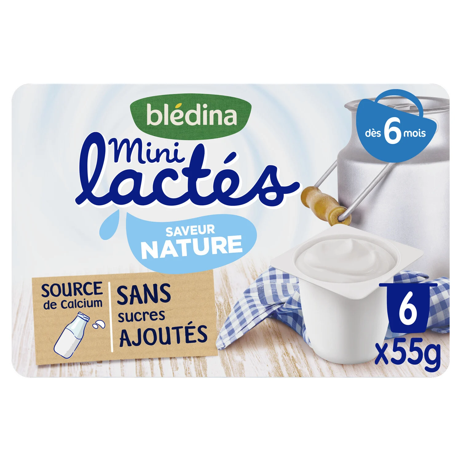 Bledina Mini Lactes Plain yogurt 6x55g from 6 to 36 months