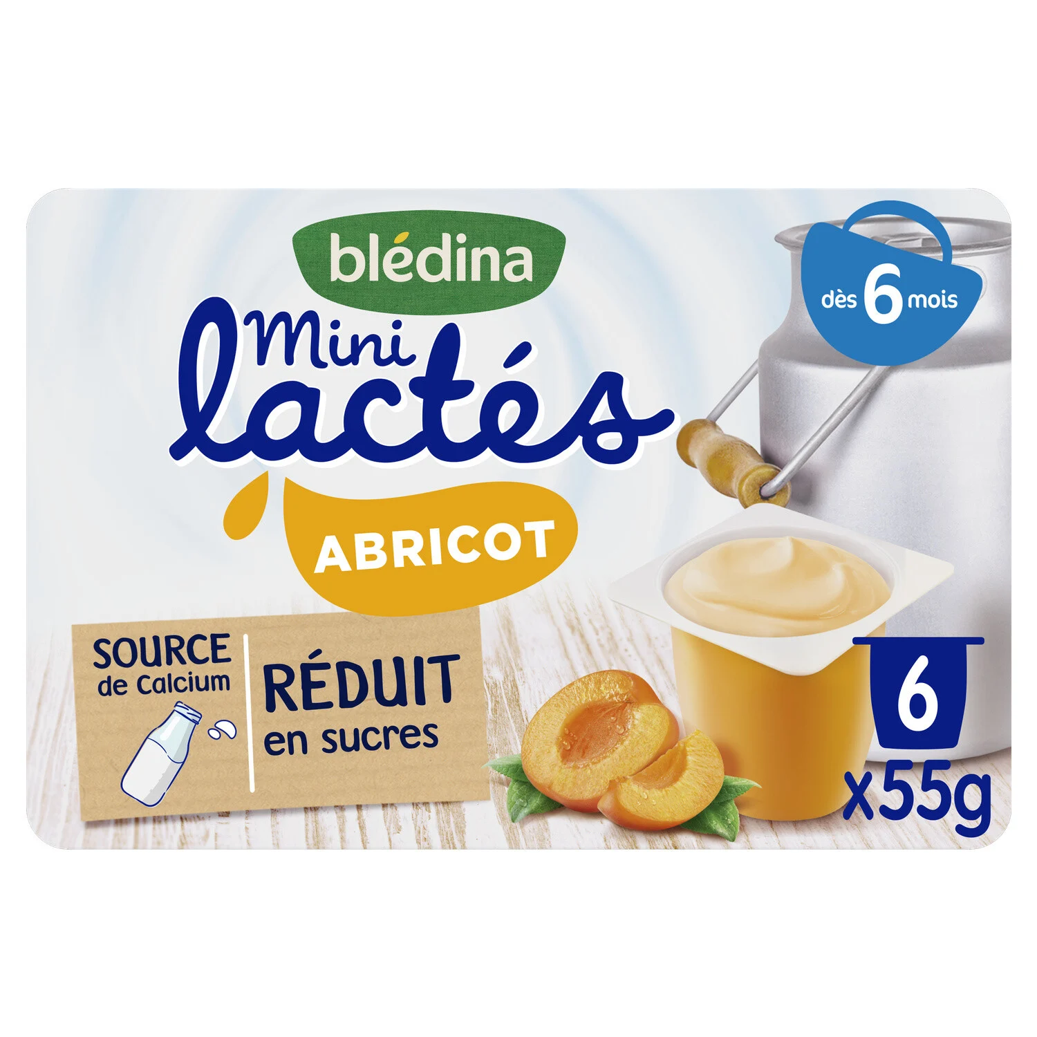 Bledina Mini Lactes Apricot Yogurts 6x55g From 6 Months
