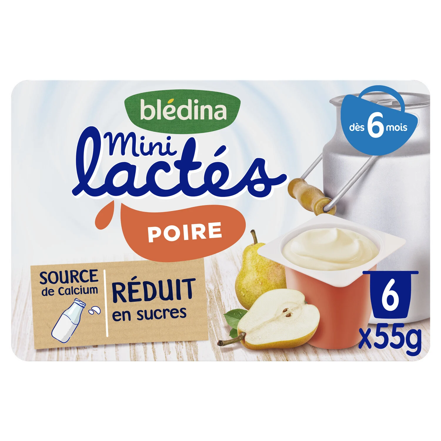 Bledina Mini Lactes Pear yogurt 6x55g from 6 months