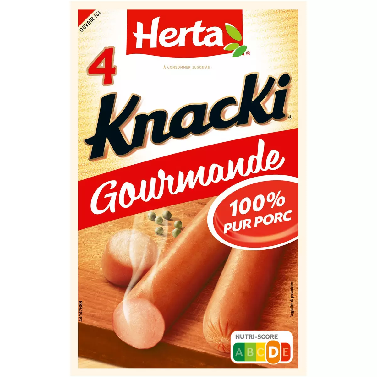 Herta Large Sausage Knacki x4 pure pork 280g