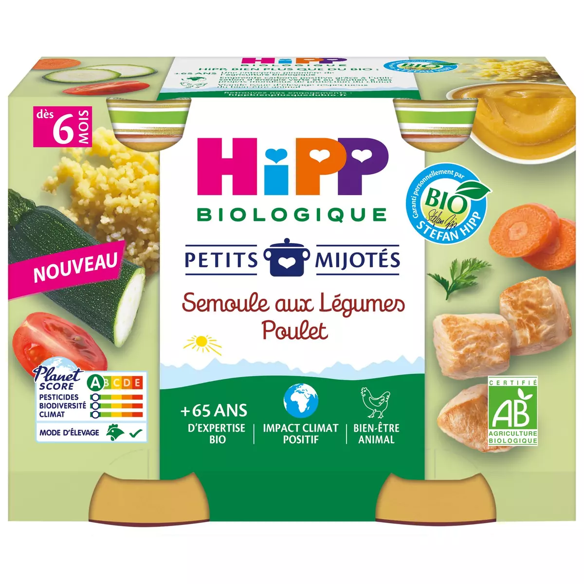 Hipp Petit Pot Organic Chicken, Vegetables & Semolina from 6 months 2x190g
