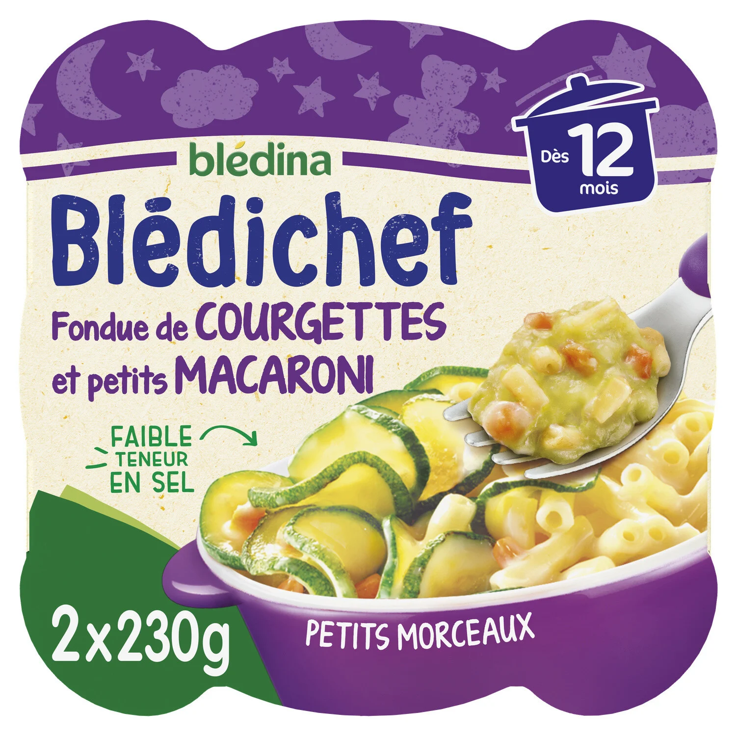 Bledina Bledichef Courgettes fondue & Macaroni pasta 2x230g from 12 months