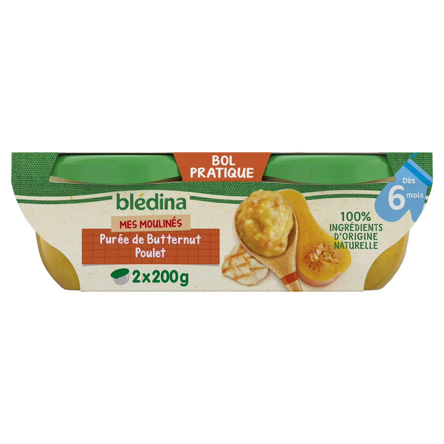 Bledina Idees de maman Chicken & Butternut Puree from 6 months 2x200g