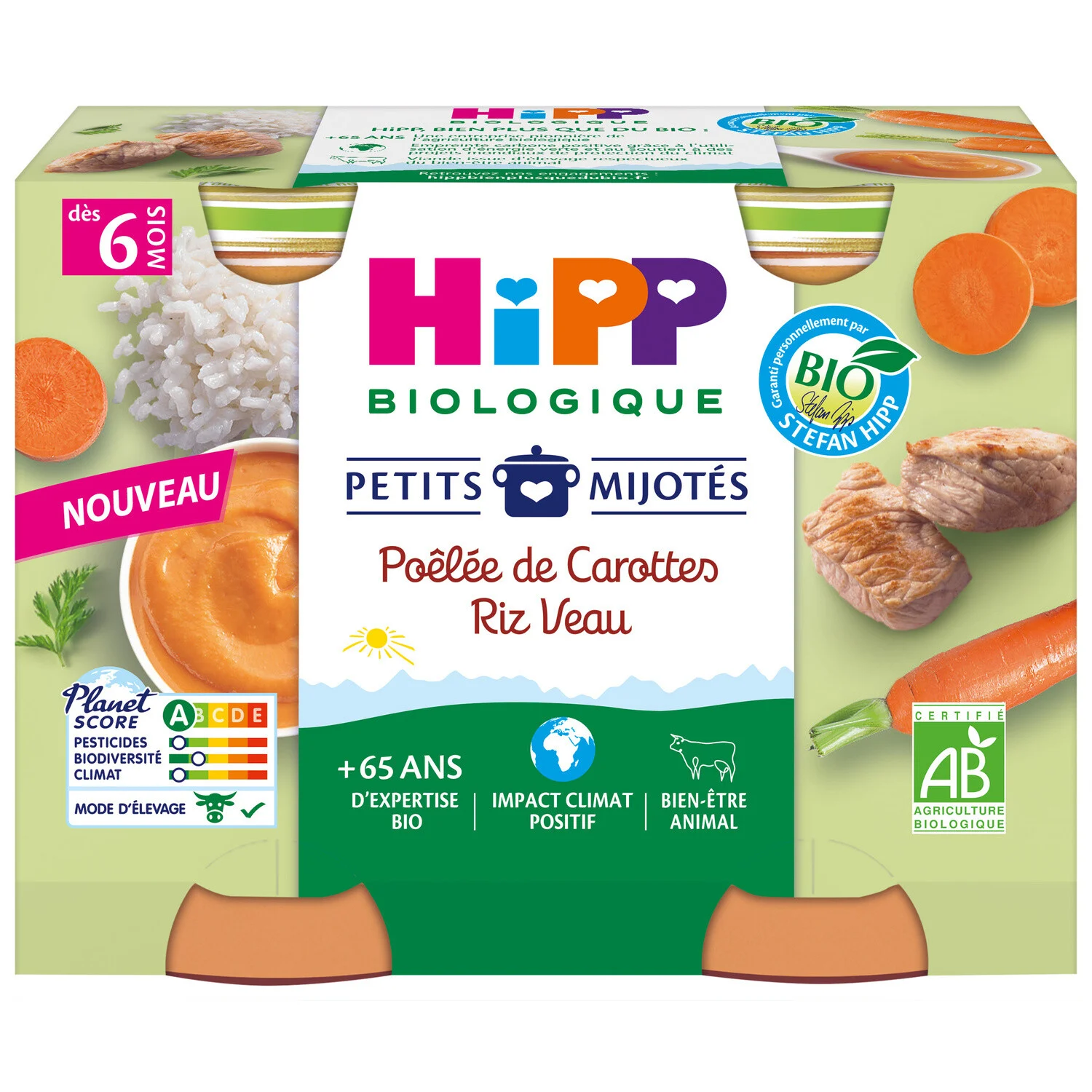 Hipp Petit Pot Carrots Veal Rice 2x190g