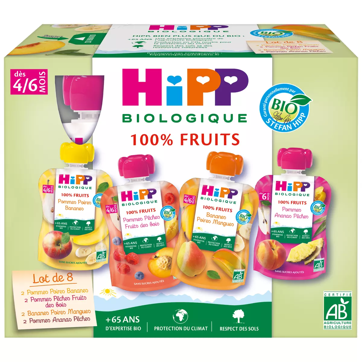 Hipp Organic Fruits Dessert Pouches 4 varieties from 4 months 8x90g