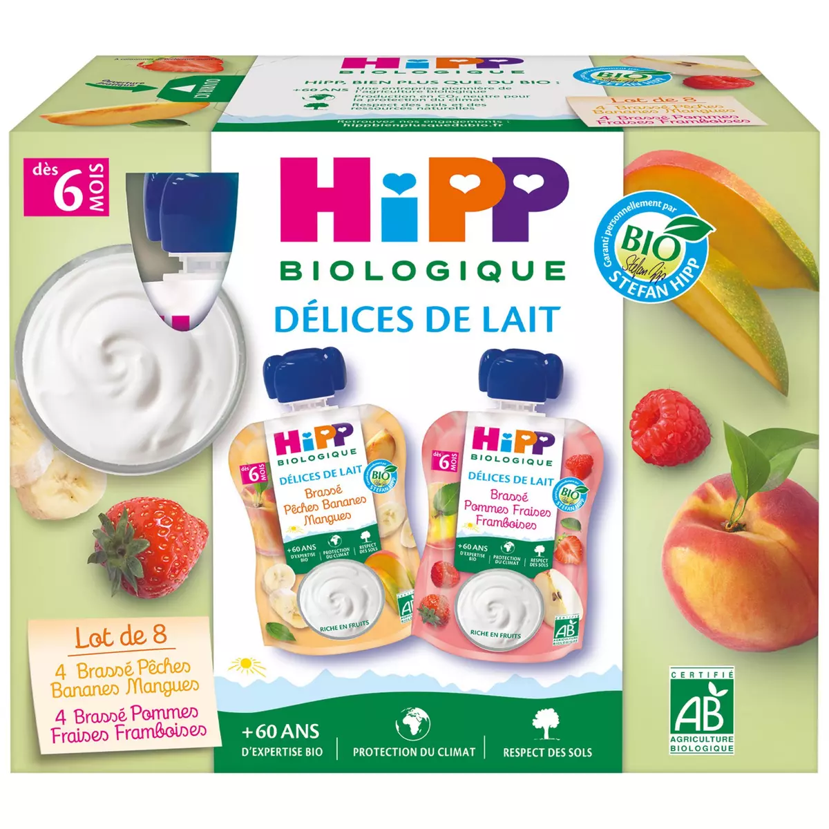 Hipp Organic Fruits Milk dessert Pouches 2 varieties from 6 months 8x90g