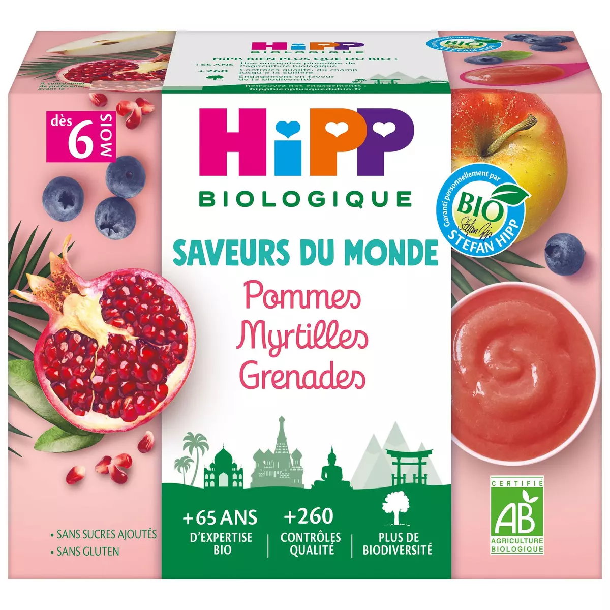 Hipp Petit pot Organic Apple, Blueberries & Pomegranates from 6 months 4x100g