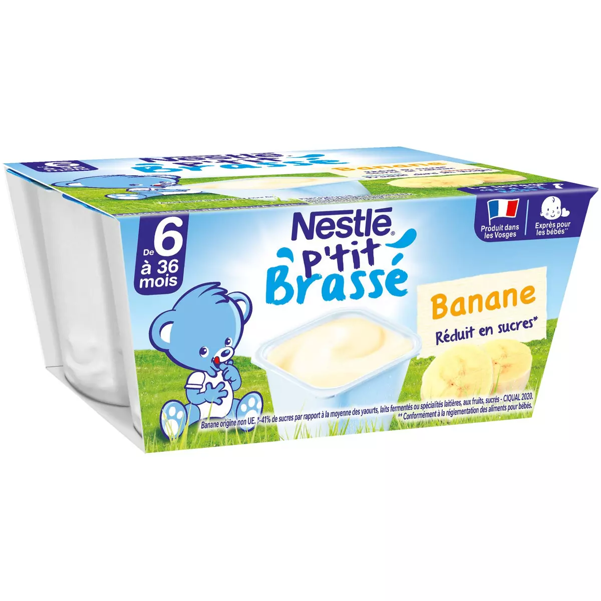 Nestle P'tit Brassee Banana yogurts 4x100g from 6 months