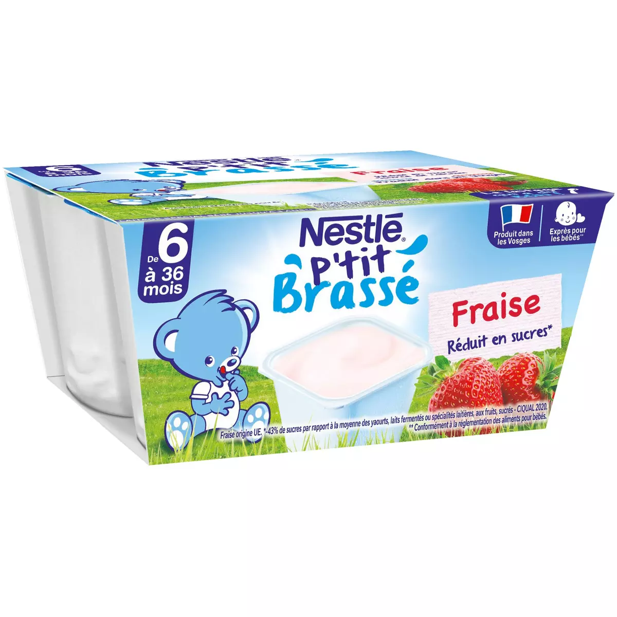 Nestle P'tit Brassee Strawberry yogurts 4x100g from 6 months