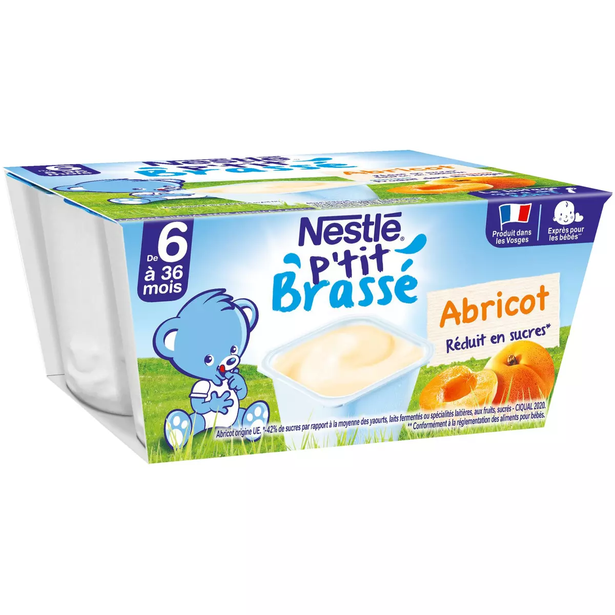 Nestle P'tit Brassee Apricot yogurts 4x100g from 6 months