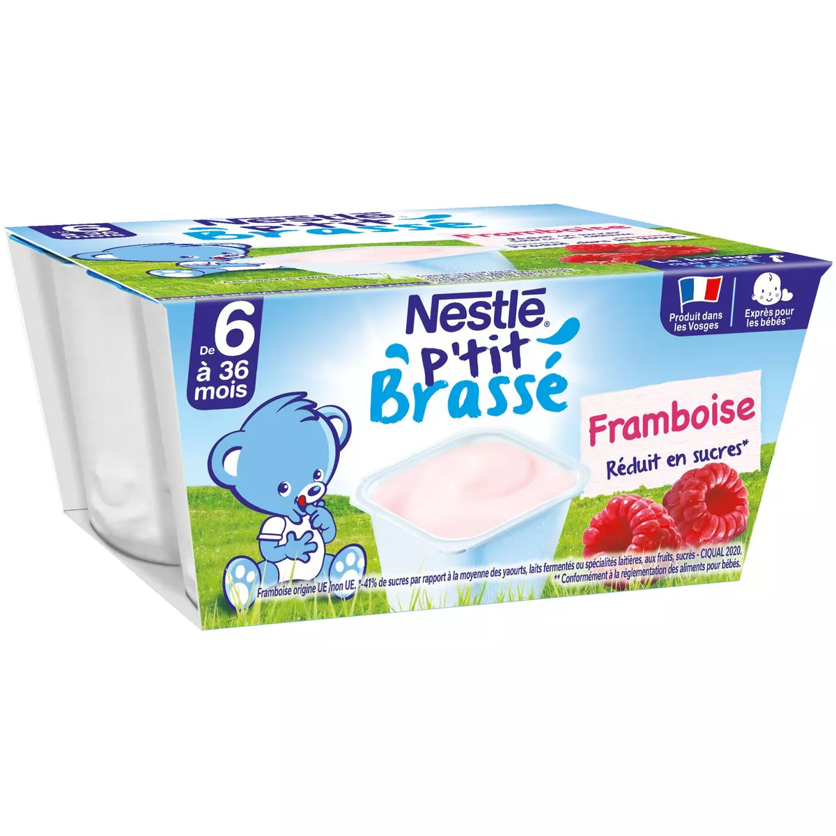 Nestle P'tit Brassee Raspberry yogurts 4x100g from 6 months