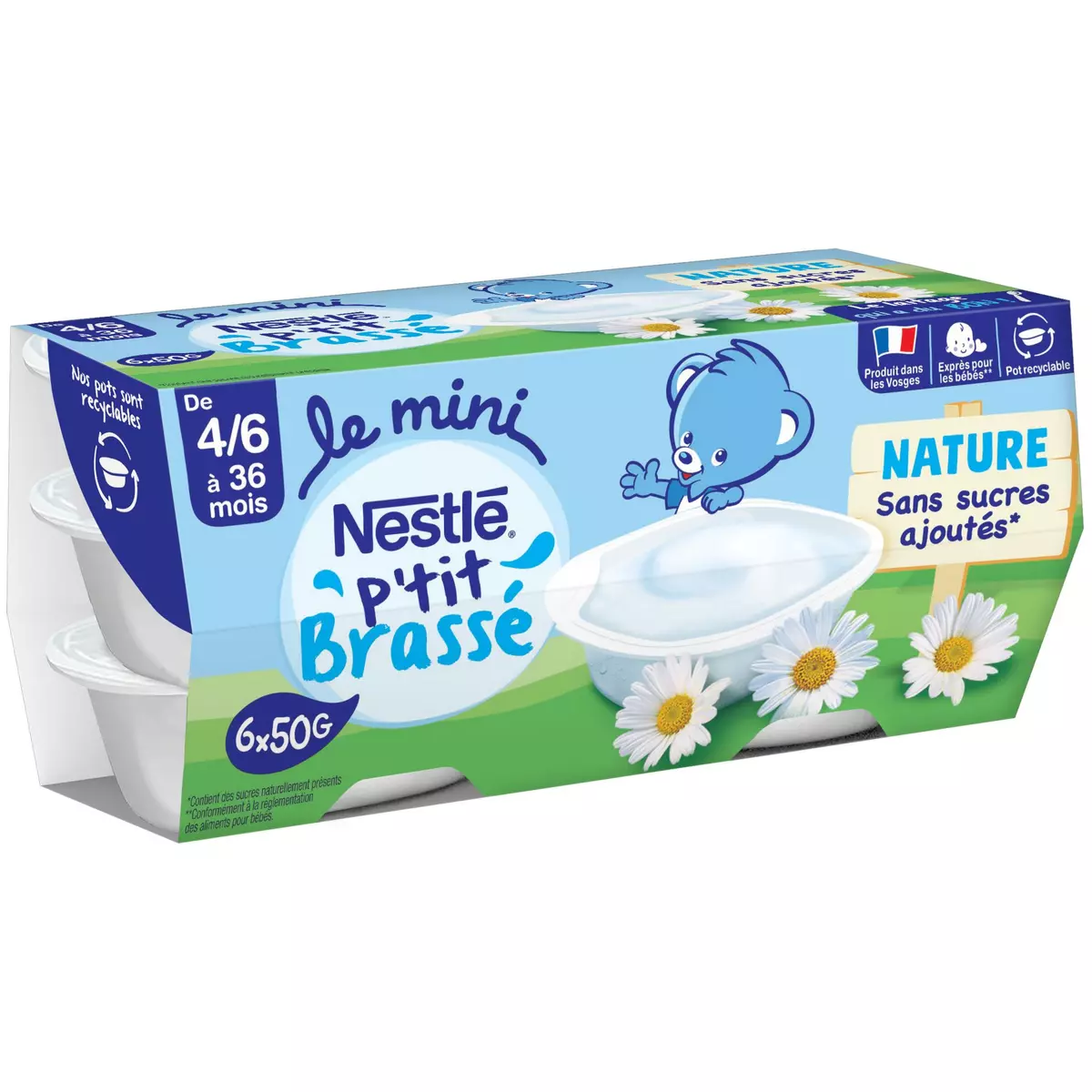 Nestle P'tit Brasse Plain dessert No added suger from 4 months 6x50g