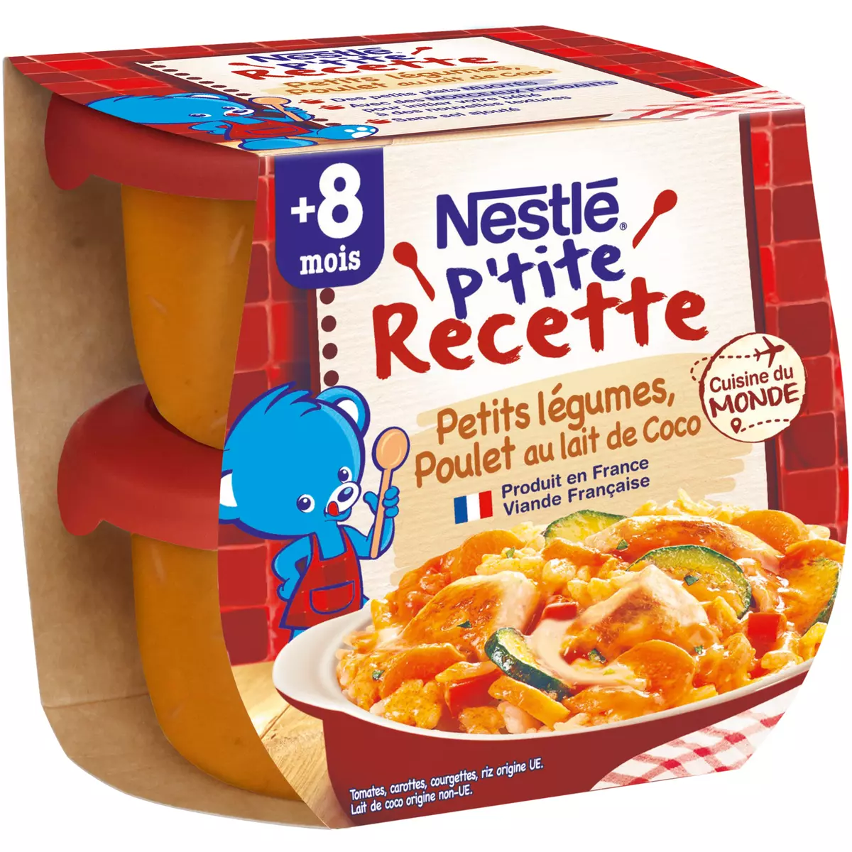 Nestle P'tite Recette Vegetable & Chicken with coconut milk from 8 months 2x200g