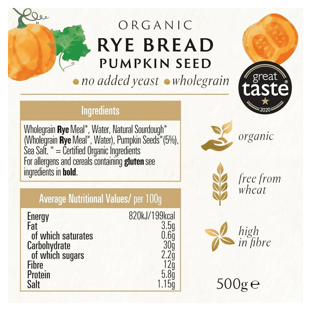 Biona Organic Rye Bread with Pumpkin seed 500g