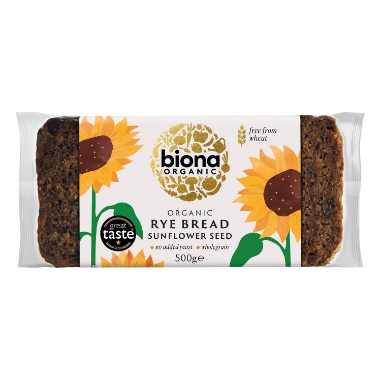 Biona Organic Wholemeal Rye Bread with Sunflower seeds 500g
