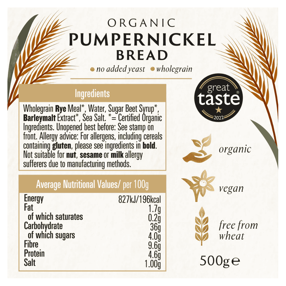 Biona Pumpernickel Rye Bread Organic 500g