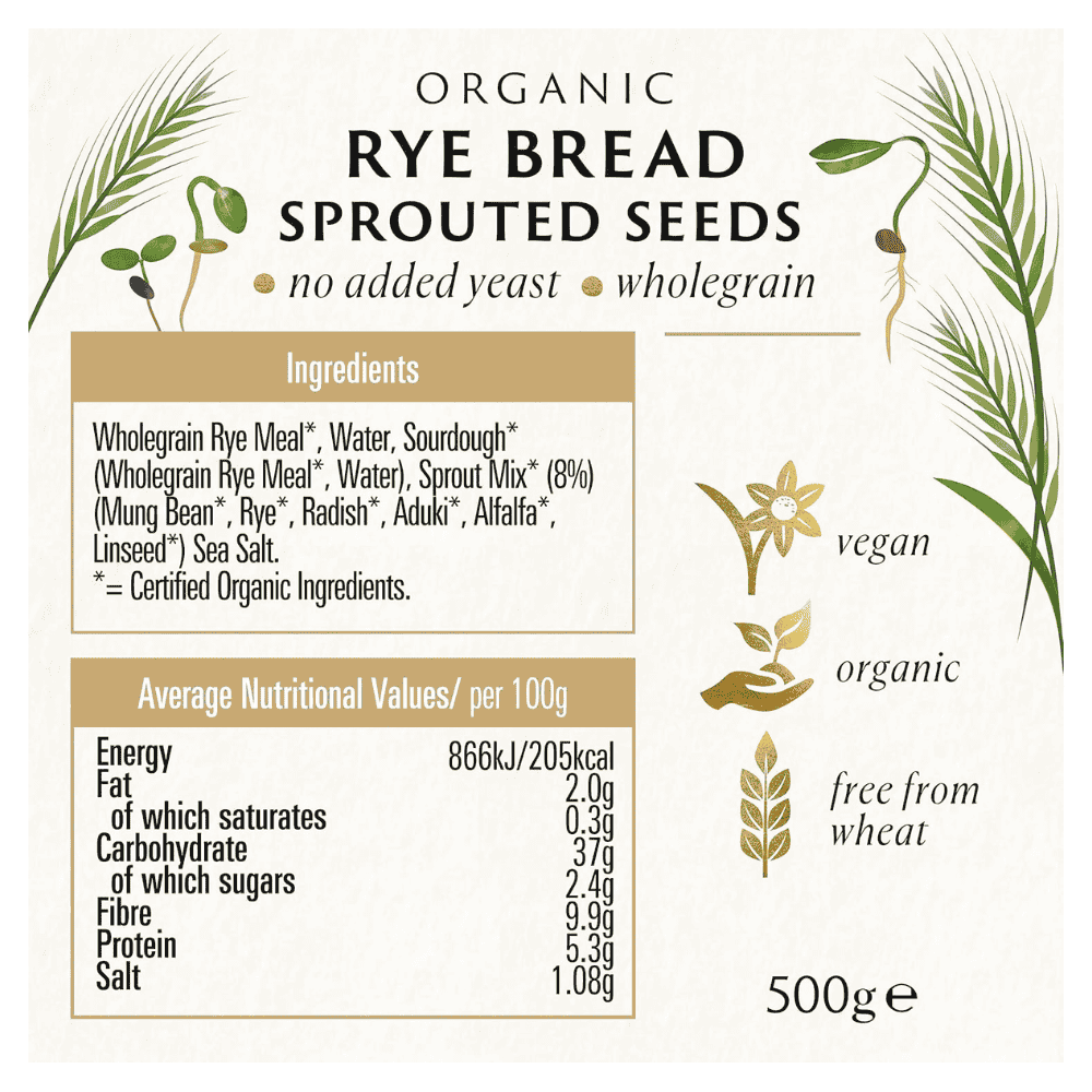 Biona Rye Vitality Bread with Sprouted Seeds Organic 500g