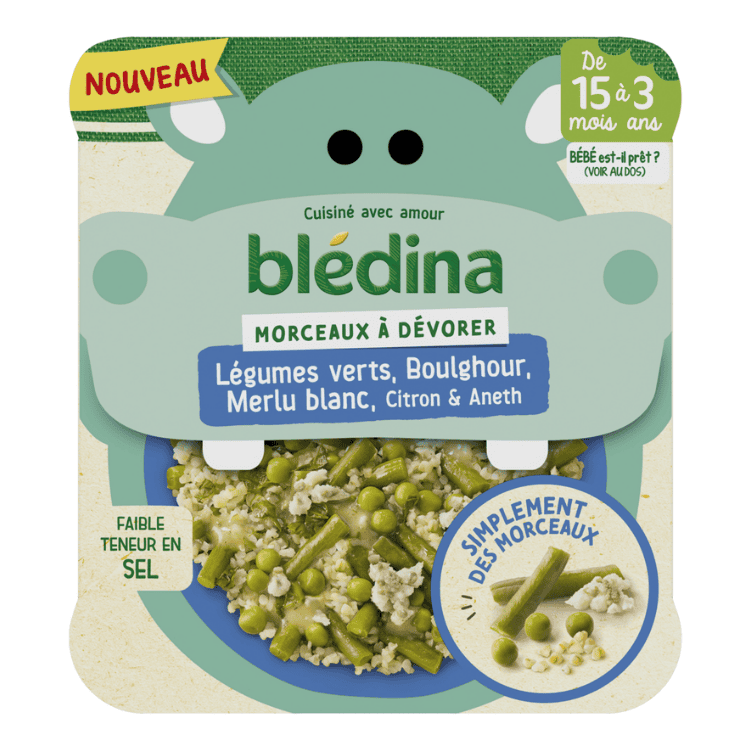 Bledina Green vegetables, bulgur white hake lemon and dill from 15 months baby food 200g
