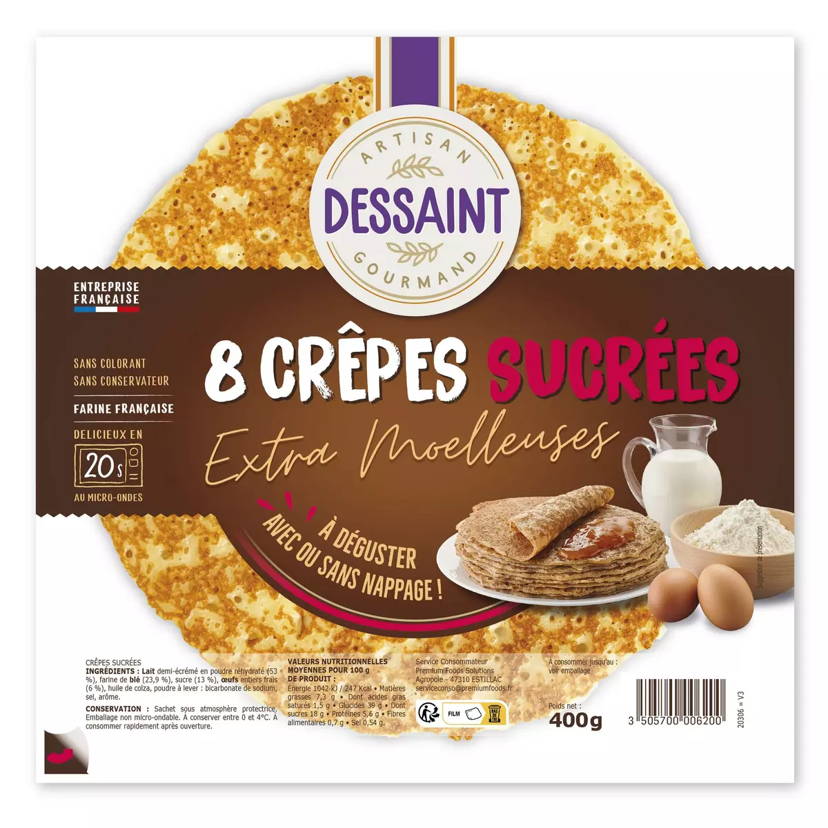 Dessaint Sugared crepes x8 400g