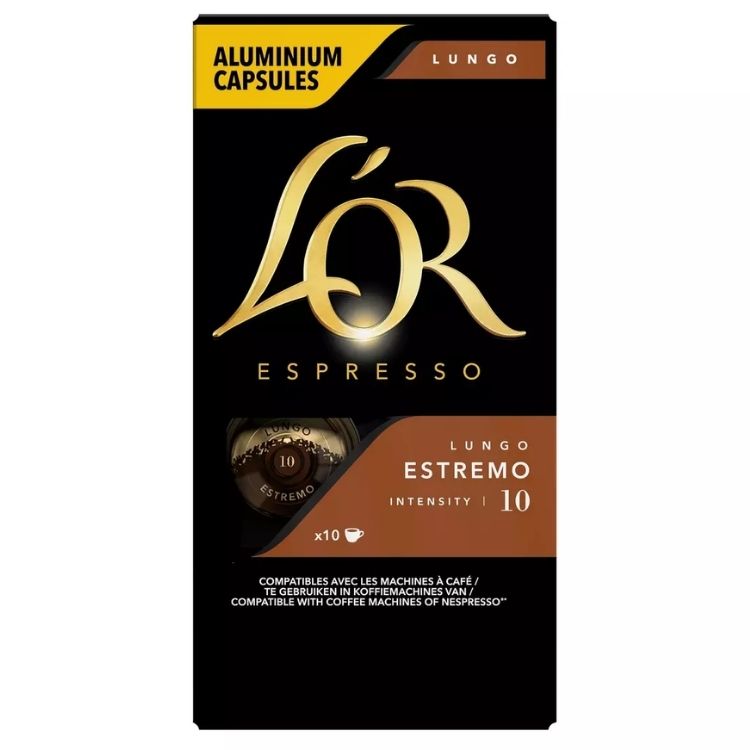 L'Or Espresso Lungo Estremo coffee N°10 Capsules x10 52g
