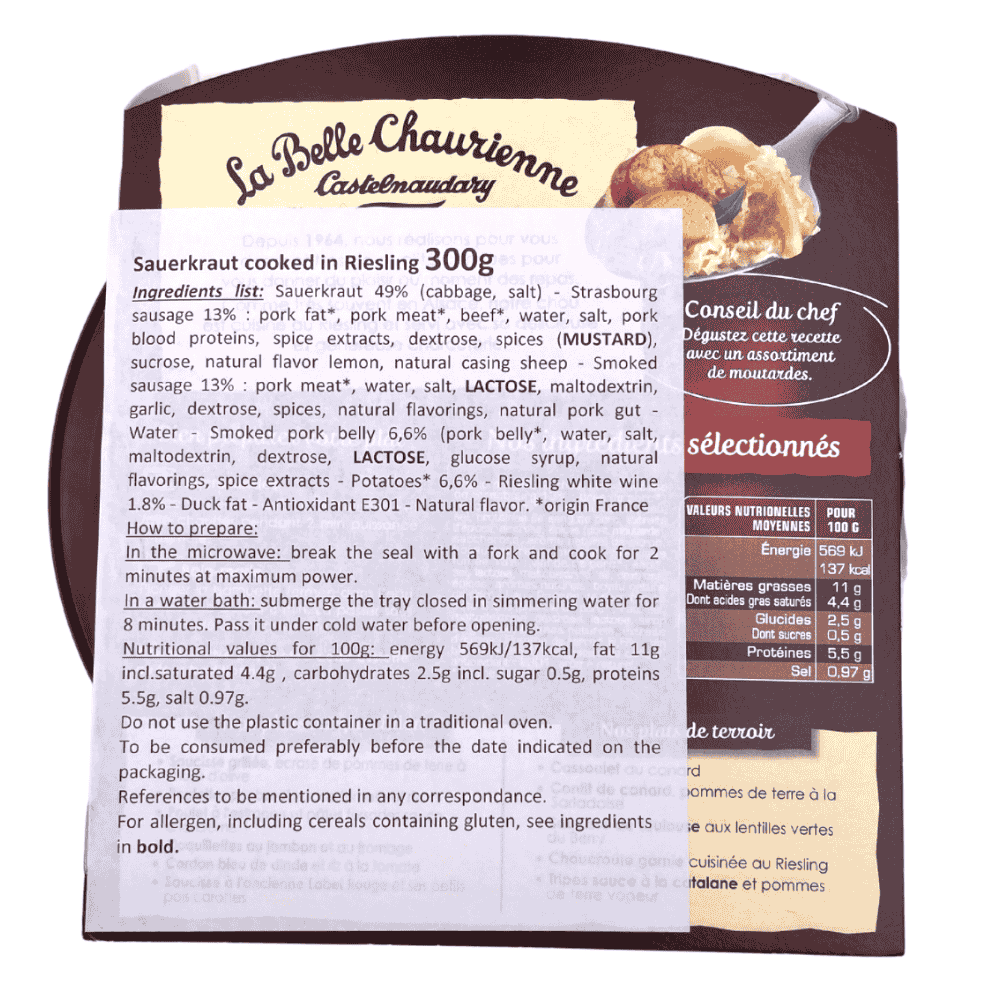 La Belle Chaurienne Garnished Sauerkraut with white wine (Riesling) 300g