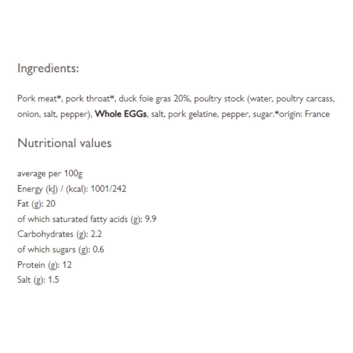 Lucien Georgelin Sunday's Terrine with Foie gras 200g