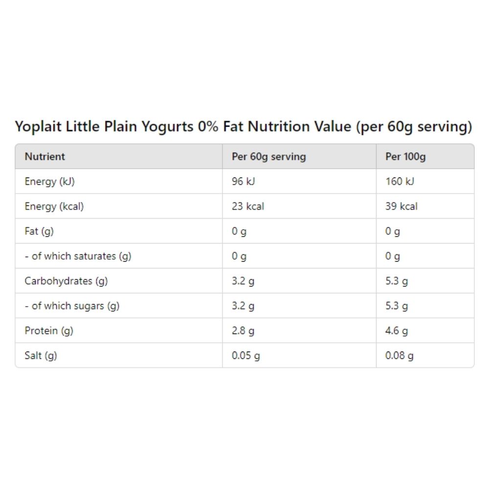 Yoplait Little plain yoplait yogurts 0% FAT 6x60g