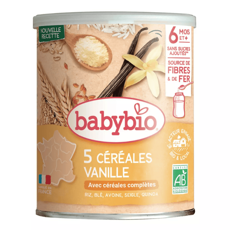 Babybio 5 Vanilla cereals with rice, wheat, oats, rye and quinoa powder from 6 months 220g