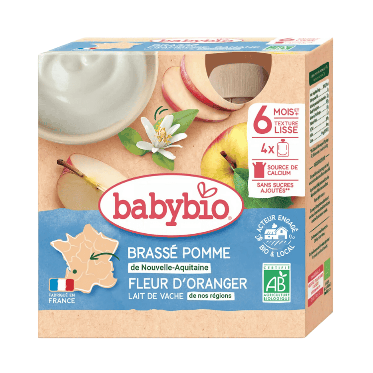 Babybio Organic Cow's milk, brewed gourd with apple and orange blossom from 6 months 4x85g