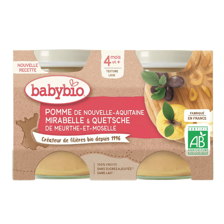 Babybio Organic Mirabelle Apple dessert jar from 4 months 2x130g 260g