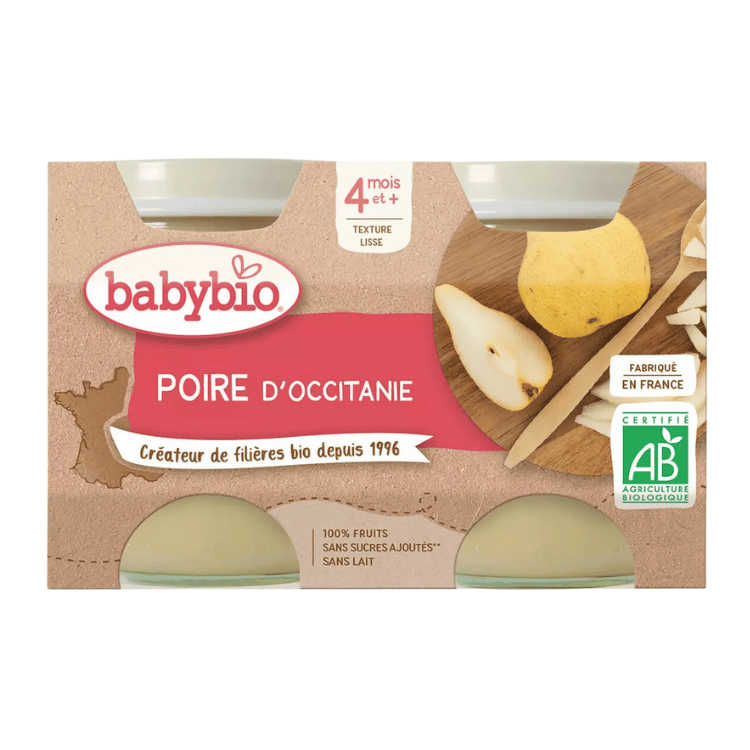 Babybio Organic Pear dessert jar from 4 months 2x130g 260g