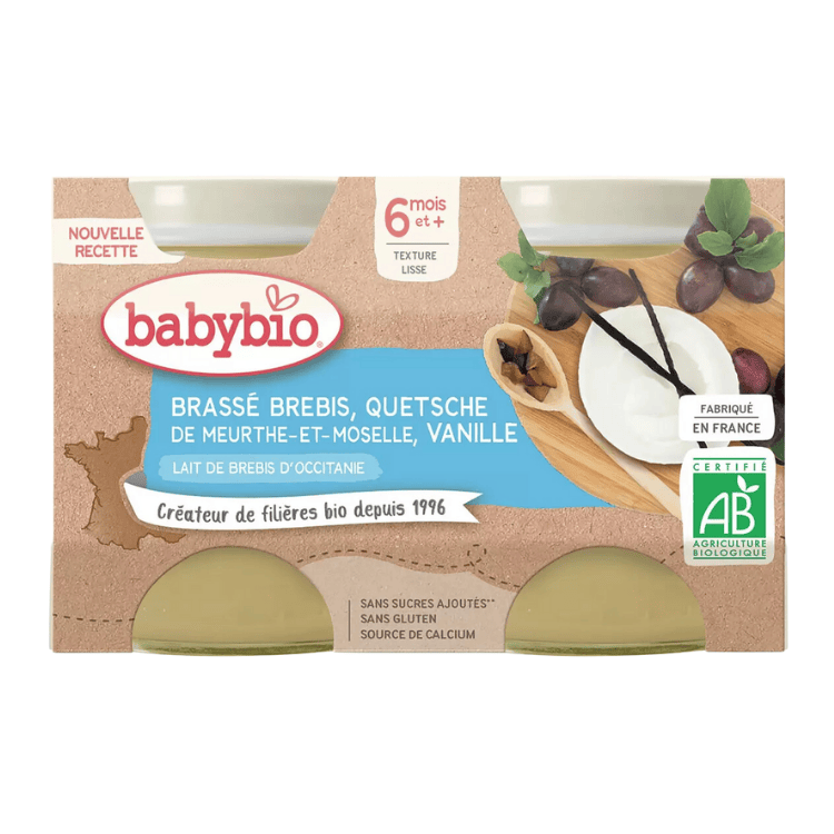 Babybio Organic Sheep's milk, plum and vanilla small jars from 6 months 2x130g 260g
