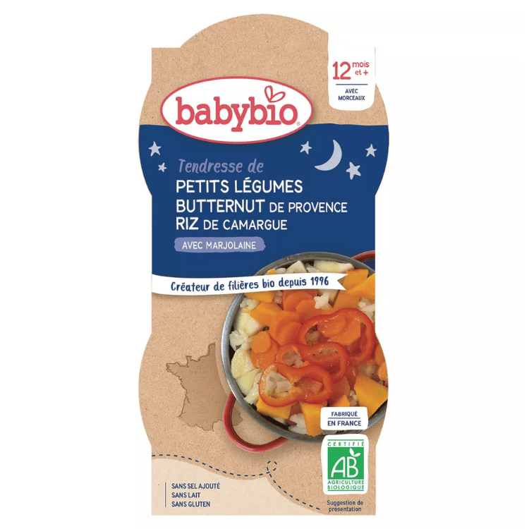 Babybio Organic Tender Bowls of Vegetables & Rice from 12 Months 2x200g 400g