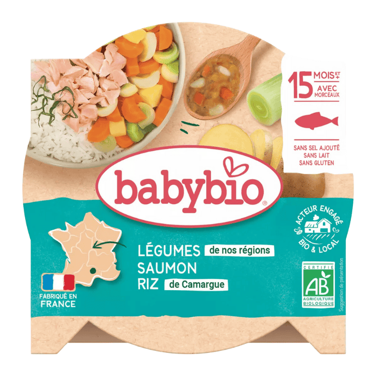 Babybio Organic Vegetable plate with rice and salmon from 15 months 260g
