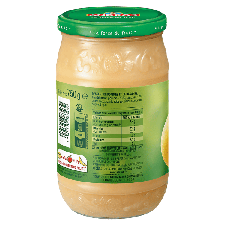 Andros Apple & Banana dessert Jar 750g