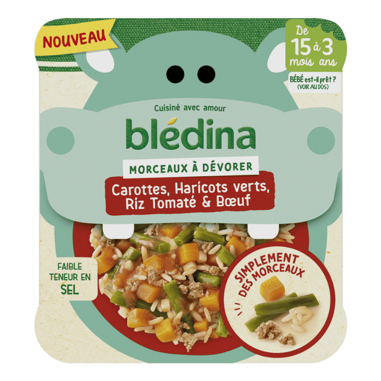 Bledina Carrots, Green Beans, Rice with tomato and Beef from 15 months 200g