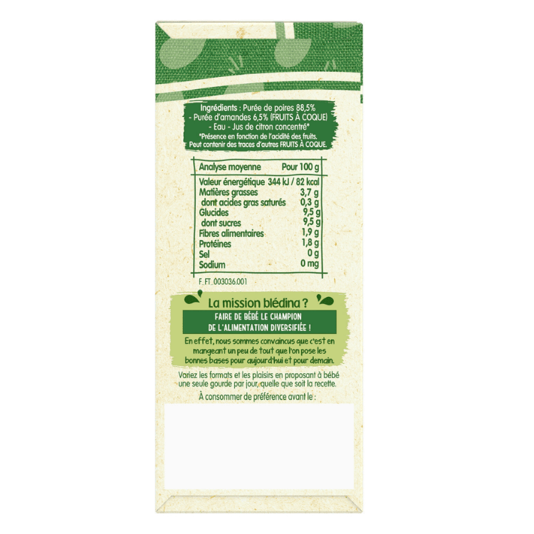 Bledina Pear & Almonds Pouches from 6 months 4x85g 340g
