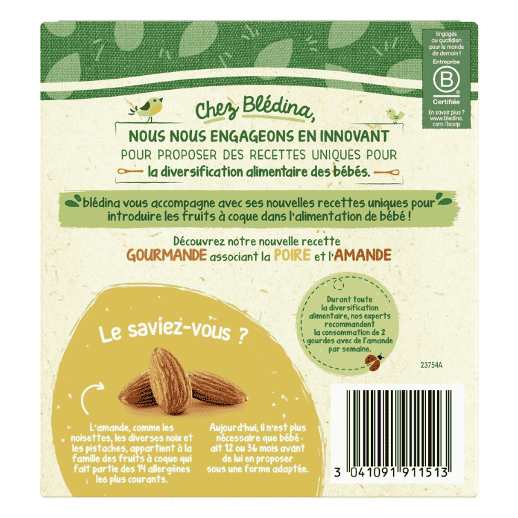 Bledina Pear & Almonds Pouches from 6 months 4x85g 340g