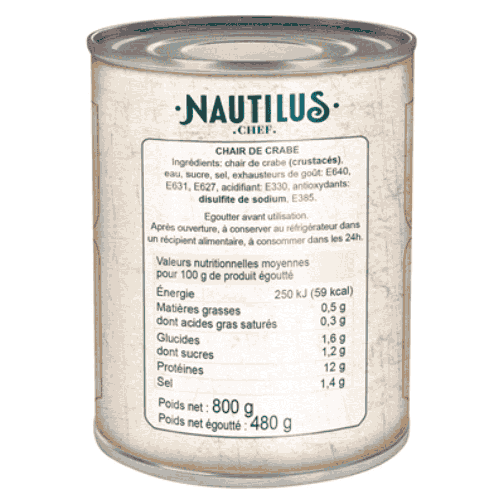 Crab White meat Tin 4/4 Nautilus 800g