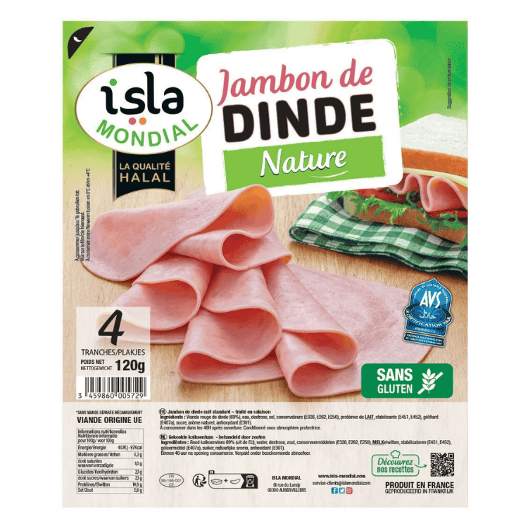 Isla Mondial Turkey ham meat x4 slices halal 120g