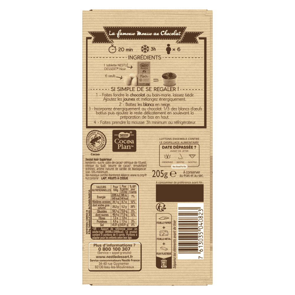 Nestle Dessert Dark Chocolate 205g