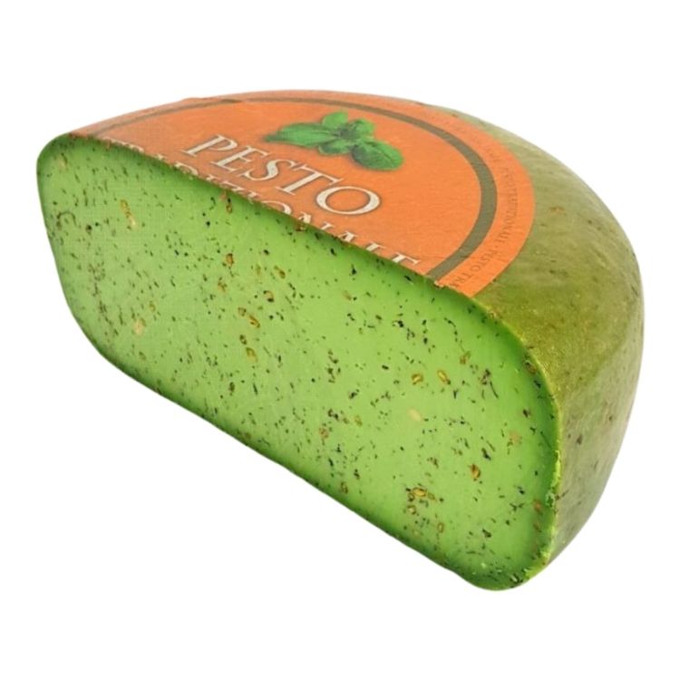 Vergeer Gouda cheese with green pesto half wheel (+/-2.5kg)