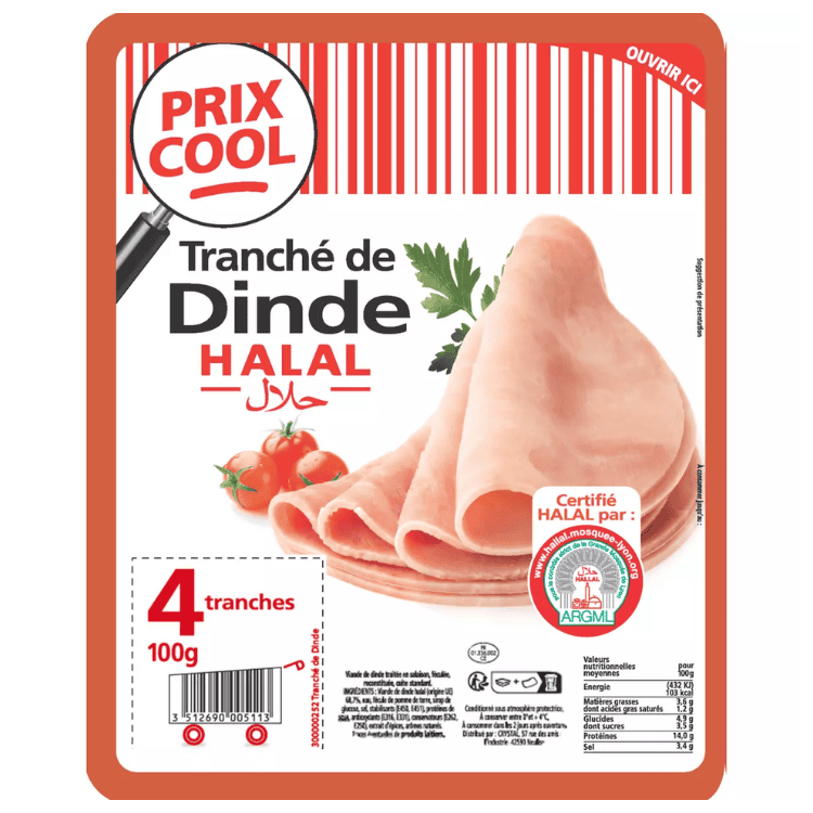 Prix Cool Turkey Halal meat x4 slices 100g