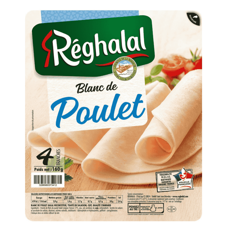 Reghalal Halal Sliced Chicken Breast meat 4 Slices 160g