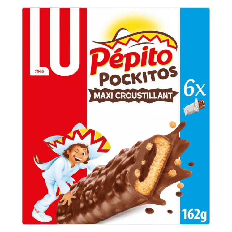 LU Pepito Pockitos bars milk chocolate biscuits 162g
